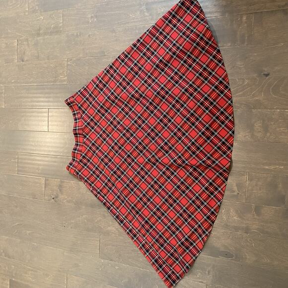 Tartan Plaid Skirt Women 12 Red Black Midi Flare Western Holiday Christmas Prep - Picture 6 of 11
